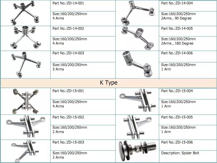 Spider Fittings for Glass Canopies factory